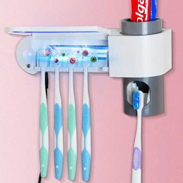 Toothbrush Sanitizer Family Case with UV Light and Toothpaste Dispenser